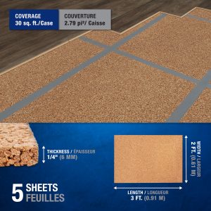 Natural Cork Underlayment Sheets 6 mm